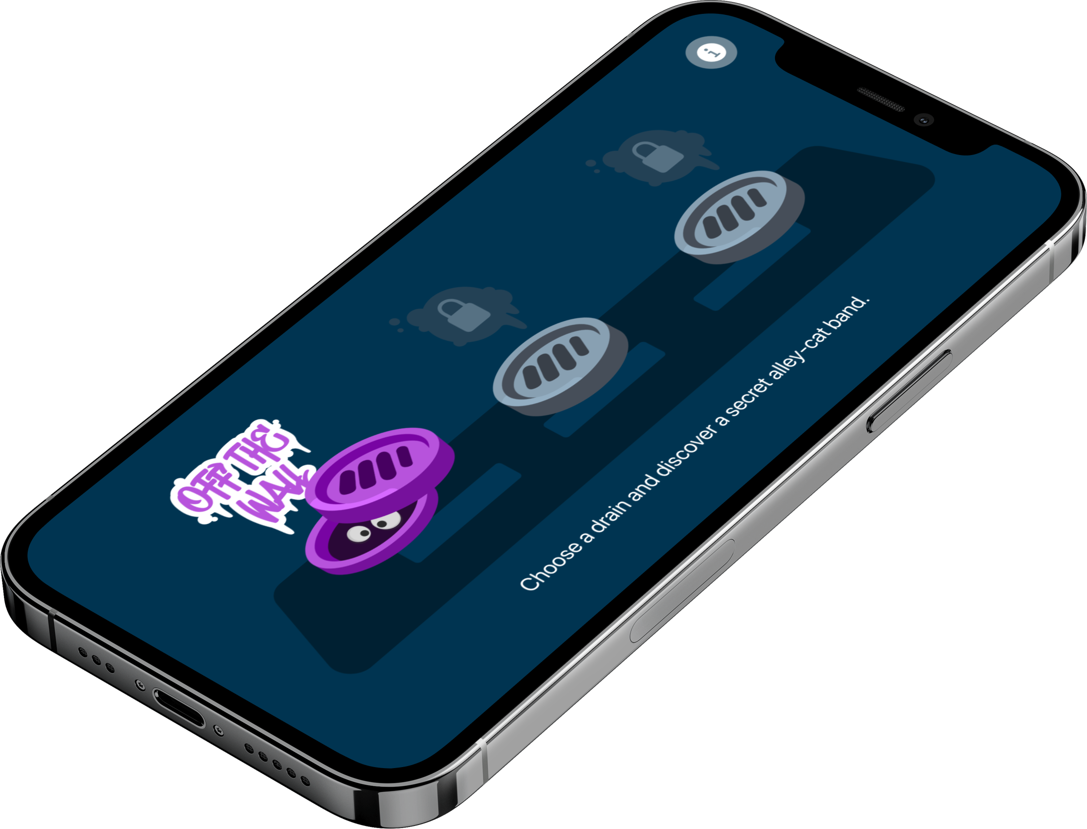 Angled phone mockup showing a Meowsic mobile screen